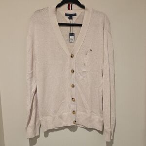 Tommy Hilfiger Men’s Beige Button-Up Cardigan Sweater – Size Large | NWT